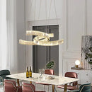 Modern gold intertwined crystal led pendant lights dining room dimmable
