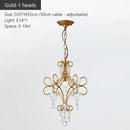 Modern gold iron crystal chandelier dining room luxury light