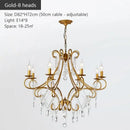 Modern gold iron crystal chandelier dining room luxury lighting