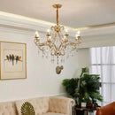 Modern gold iron crystal chandelier dining room luxury lighting