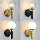 Modern gold iron led sconce lamp with textured glass for bedroom