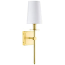 Modern gold iron led wall lamp with white shade for bedroom