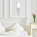 Modern gold iron led wall lamp with white shade for bedroom