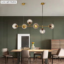 DecorBites™ Modern Gold Island Pendant Light with 6 Lights - Spherical Glass Ceiling Fixture for Dining Table
