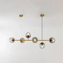 DecorBites™ Modern Gold Island Pendant Light with 6 Lights - Spherical Glass Ceiling Fixture for Dining Table