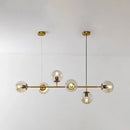 DecorBites™ Modern Gold Island Pendant Light with 6 Lights - Spherical Glass Ceiling Fixture for Dining Table