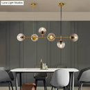 DecorBites™ Modern Gold Island Pendant Light with 6 Lights - Spherical Glass Ceiling Fixture for Dining Table