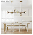 DecorBites™ Modern Gold Island Pendant Light with 6 Lights - Spherical Glass Ceiling Fixture for Dining Table