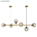 DecorBites™ Modern Gold Island Pendant Light with 6 Lights - Spherical Glass Ceiling Fixture for Dining Table