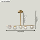 DecorBites™ Sleek and Elegant Linear Gold Island Pendant Lighting with Spherical Glass Shades for Dining Table