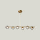 DecorBites™ Sleek and Elegant Linear Gold Island Pendant Lighting with Spherical Glass Shades for Dining Table