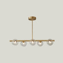 DecorBites™ Sleek and Elegant Linear Gold Island Pendant Lighting with Spherical Glass Shades for Dining Table