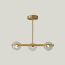 DecorBites™ Sleek and Elegant Linear Gold Island Pendant Lighting with Spherical Glass Shades for Dining Table