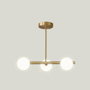 DecorBites™ Sleek and Elegant Linear Gold Island Pendant Lighting with Spherical Glass Shades for Dining Table