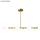 DecorBites™ Sleek and Elegant Linear Gold Island Pendant Lighting with Spherical Glass Shades for Dining Table