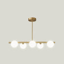 DecorBites™ Sleek and Elegant Linear Gold Island Pendant Lighting with Spherical Glass Shades for Dining Table