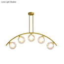 DecorBites™ Gold Island Pendant with Clear/White Shade and Curvy Design - Perfect for Modern Kitchens (3/5/7 Lights)
