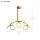 DecorBites™ Gold Island Pendant with Clear/White Shade and Curvy Design - Perfect for Modern Kitchens (3/5/7 Lights)