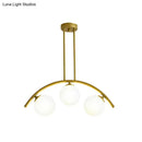 DecorBites™ Gold Island Pendant with Clear/White Shade and Curvy Design - Perfect for Modern Kitchens (3/5/7 Lights)