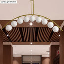 DecorBites™ Gold Island Pendant with Clear/White Shade and Curvy Design - Perfect for Modern Kitchens (3/5/7 Lights)