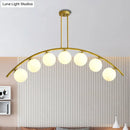DecorBites™ Gold Island Pendant with Clear/White Shade and Curvy Design - Perfect for Modern Kitchens (3/5/7 Lights)