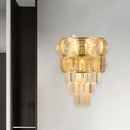 Modern gold k9 crystal wall lamp living room layered sconce