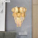 Modern gold k9 crystal wall lamp living room layered sconce
