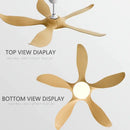 Modern gold leaf ceiling fan with led light and remote bedroom
