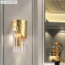 Modern gold leaf crystal block wall sconce living room led light