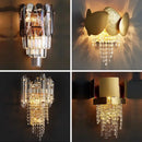 Modern gold leaf crystal wall lamp bedroom sconce lighting