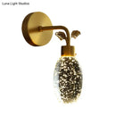 DecorBites™ Modern Gold LED Wall Sconce with Clear Seeded Crystal and Leaf Design - Bedroom Wall Light