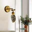 DecorBites™ Modern Gold LED Wall Sconce with Clear Seeded Crystal and Leaf Design - Bedroom Wall Light