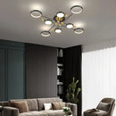 Modern gold led ceiling lamp black & gold 6 ring living room light