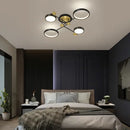 Modern gold led ceiling lamp black & gold 6 ring living room light