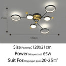 Modern gold led ceiling lamp black & gold 6 ring living room light
