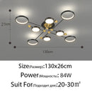 Modern gold led ceiling lamp black & gold 6 ring living room light