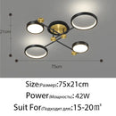 Modern gold led ceiling lamp black & gold 6 ring living room light