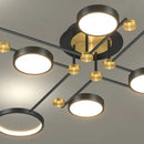 Modern gold led ceiling lamp black & gold 6 ring living room light
