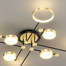 Modern gold led ceiling lamp black & gold 6 ring living room light