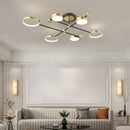 Modern gold led ceiling lamp black & gold 6 ring living room light