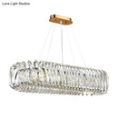 Modern gold led island pendant with crystal shade kitchen light
