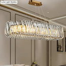 Modern gold led island pendant with crystal shade kitchen light