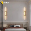 Modern gold led long liner wall sconce living room light