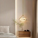 Modern gold led pendant lamp with textured glass for dining room
