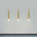 Modern gold led pendant light dining room cylindrical hanging lamp