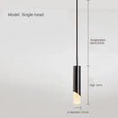 Modern gold led pendant light dining room cylindrical hanging lamp