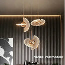 Modern gold led pendant light dining room fan glass chandelier