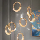 Modern gold led pendant light dining room fan glass chandelier