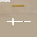 Modern gold led ring and bar pendant light dining room