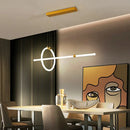 Modern gold led ring and bar pendant light dining room